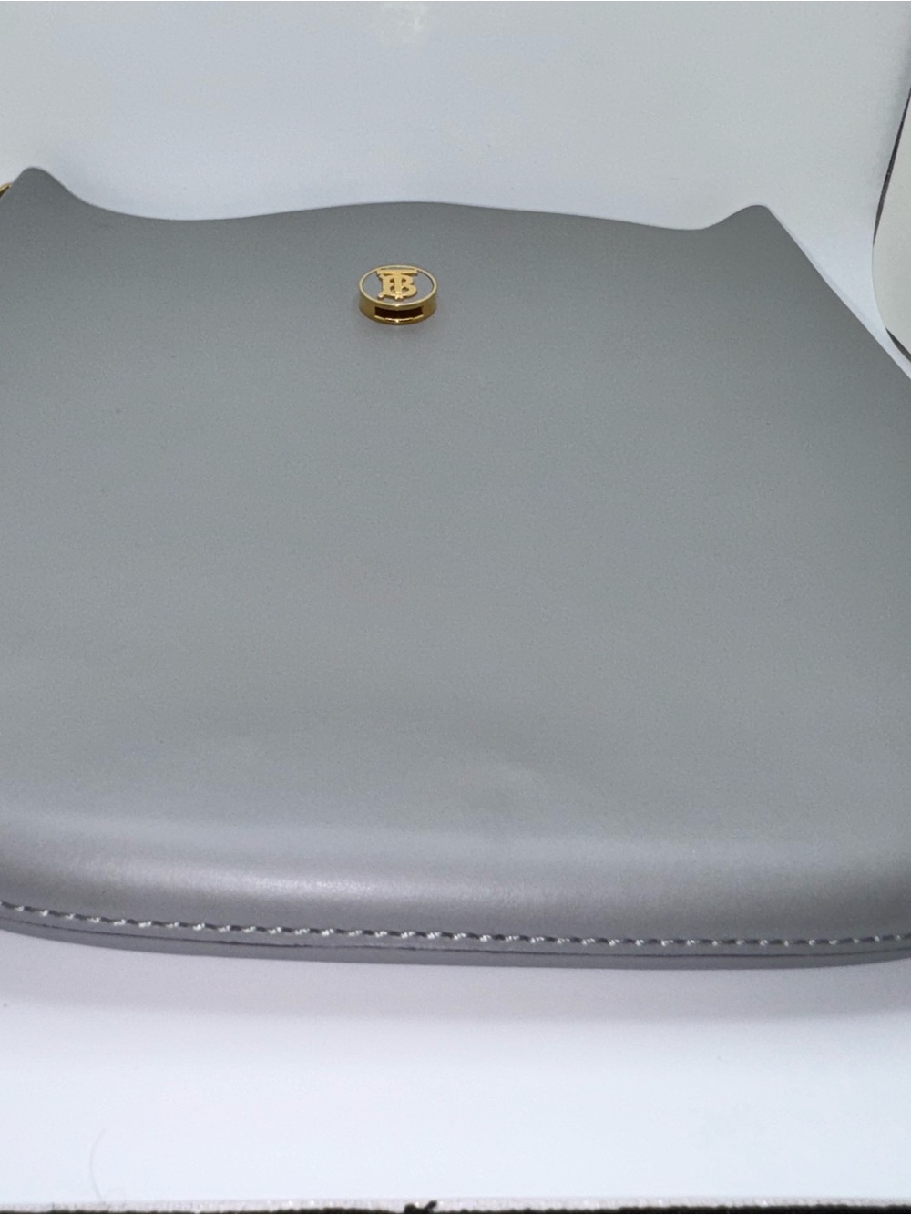 Burberry Anne Hobo Bag Cloud Grey Leather TB Monogram Large - Picture 9 of 12